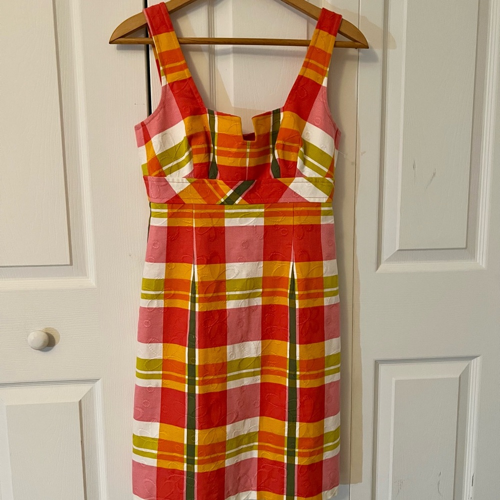 NWOT Trina Turk Colorful Plaid Sleeveless Dress